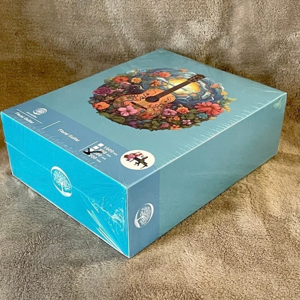 MYS AURORA‎ Floral Guitar 200 Piece Wooden Jigsaw Puzzle 1501454 New Sealed